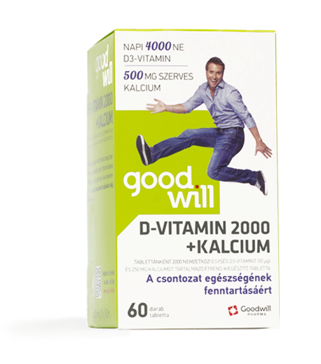 Goodwill D-vitamin 2000+kalcium 60x -30% kedvezménnyel