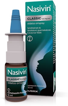 Nasivin Classic 0,5 mg/ml tartósítószermentes oldatos orrspray 10 ml
