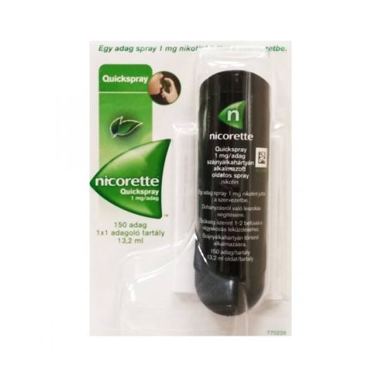 Nicorette Quickspray 1 mg/adag szájnyálkahártyán alkalmazott oldatos spray